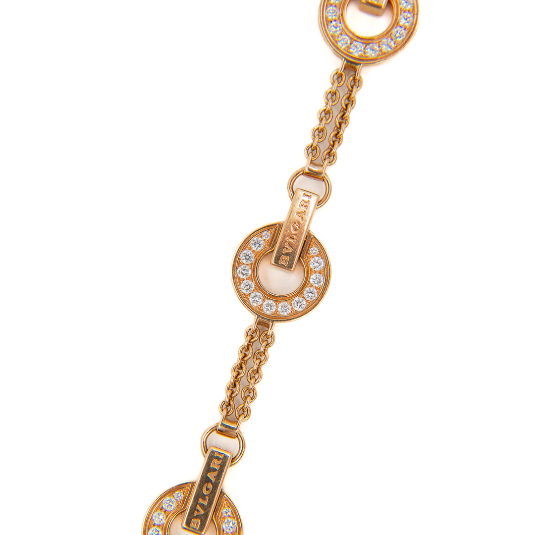Bulgari Bulgari Bracelet in 18K Rose Gold with Pavé Diamond Size M/L