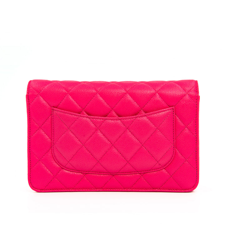 Chanel Classic Wallet on Chain in Pink Quilted Caviar Leather with Gold Tone Hardware