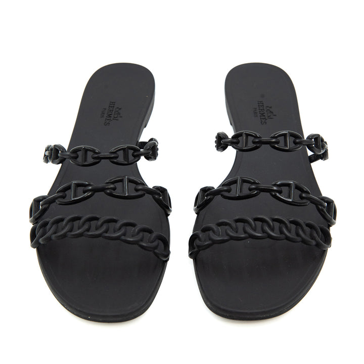 Hermès Chaine d’Ancre Rivage Sandals in Black Rubber