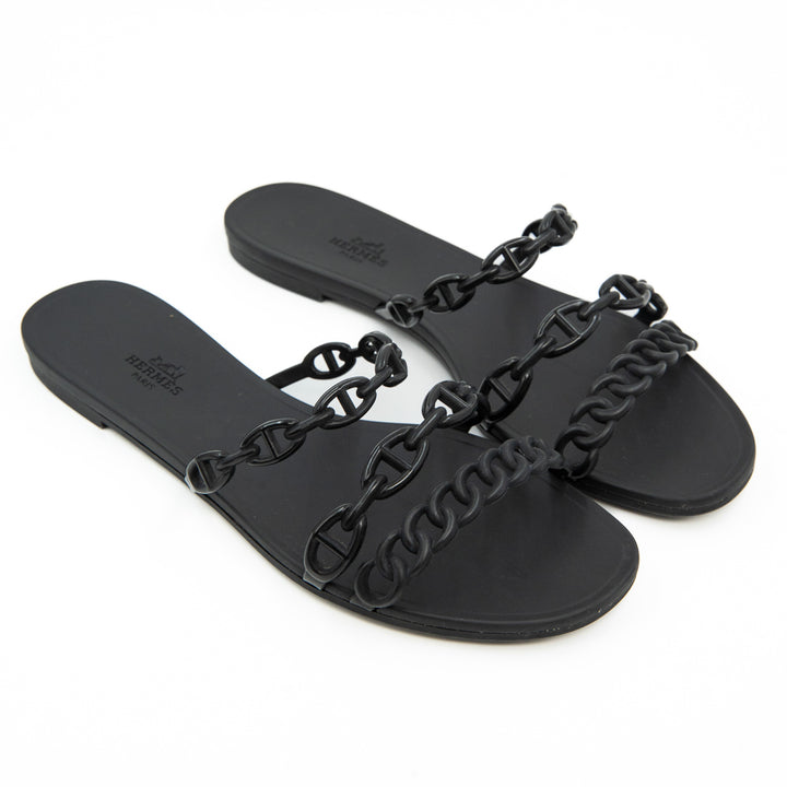 Hermès Chaine d’Ancre Rivage Sandals in Black Rubber