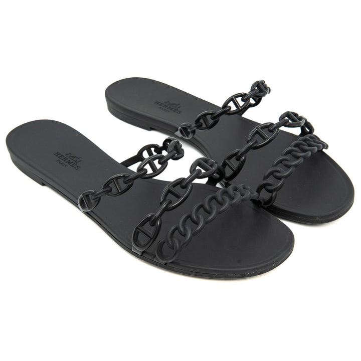 Hermès Chaine d’Ancre Rivage Sandals in Black Rubber