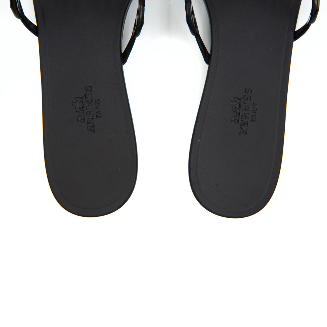 Hermès Chaine d’Ancre Rivage Sandals in Black Rubber
