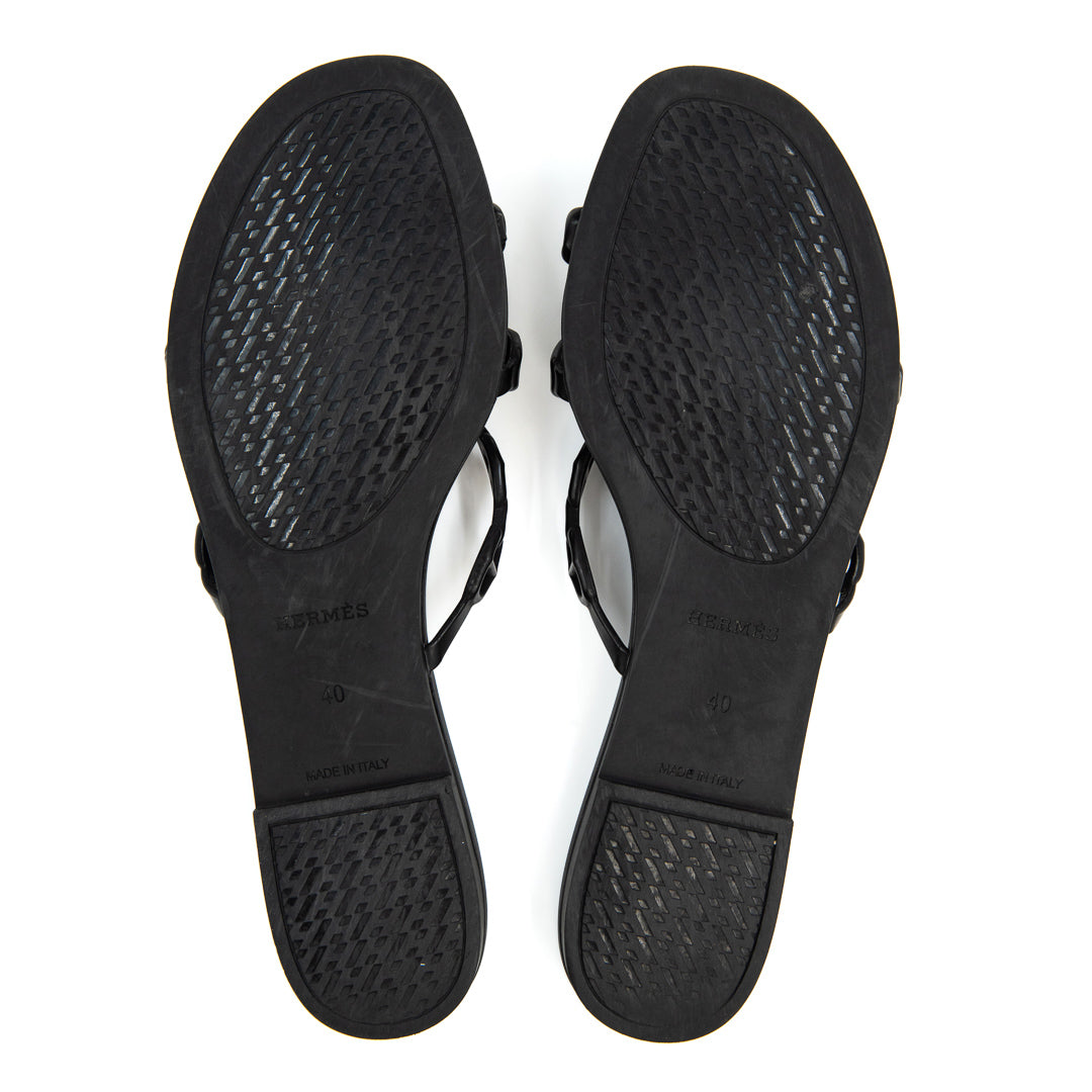 Hermès Chaine d’Ancre Rivage Sandals in Black Rubber