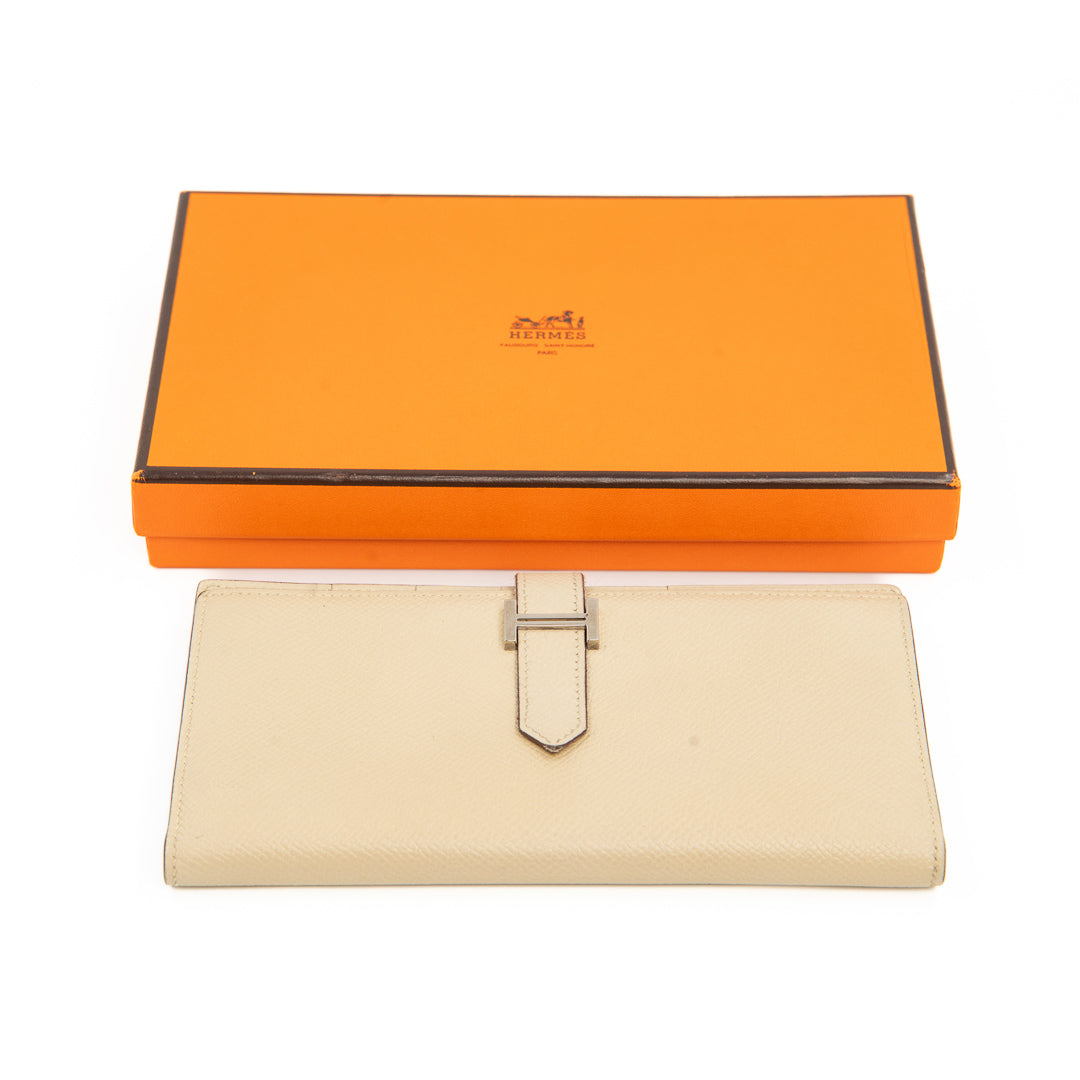 Hermès Béarn Wallet in Craie Epsom Leather with Palladium Hardware