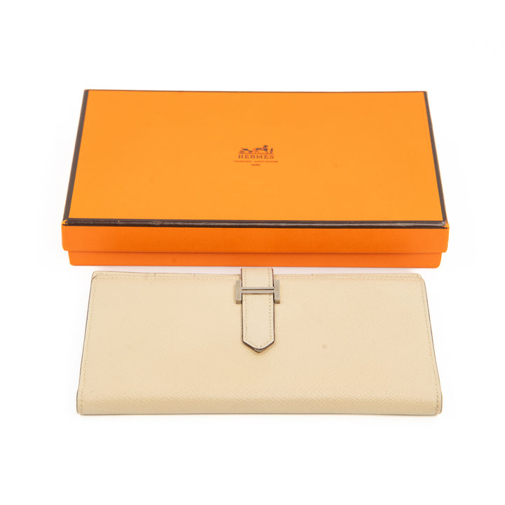 Hermès Béarn Wallet in Craie Epsom Leather with Palladium Hardware