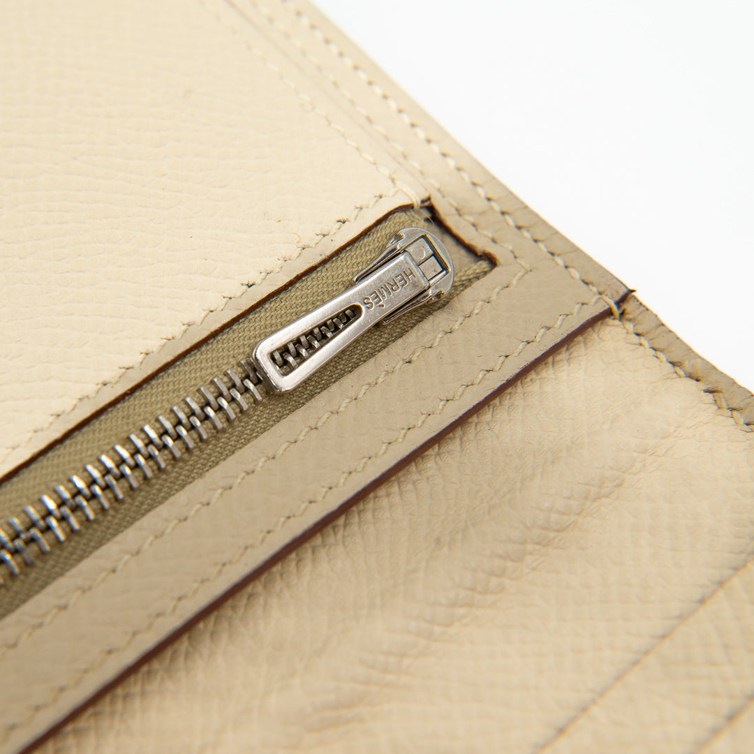 Hermès Béarn Wallet in Craie Epsom Leather with Palladium Hardware