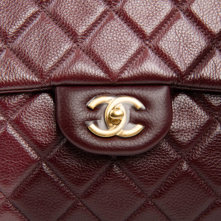Chanel XXL Travel Flap Bag in Burgundy Grained Calfskin with Gold Hardware