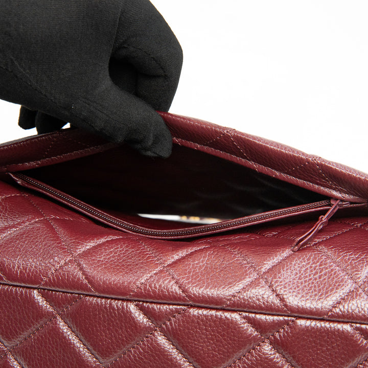 Chanel XXL Travel Flap Bag in Burgundy Grained Calfskin with Gold Hardware