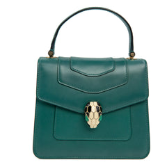 Bulgari Serpenti Forever Top Handle Bag in Green Calfskin Leather