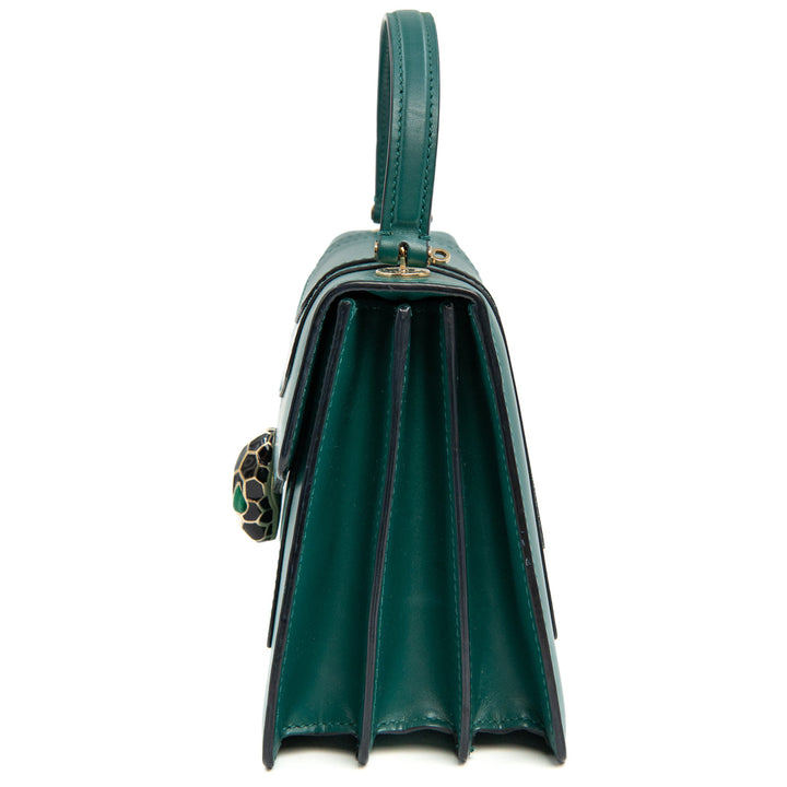 Bulgari Serpenti Forever Top Handle Bag in Green Calfskin Leather