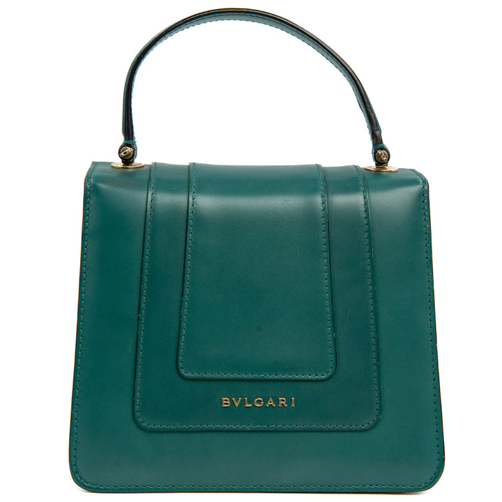 Bulgari Serpenti Forever Top Handle Bag in Green Calfskin Leather