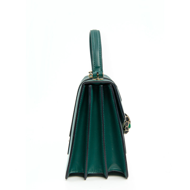 Bulgari Serpenti Forever Top Handle Bag in Green Calfskin Leather