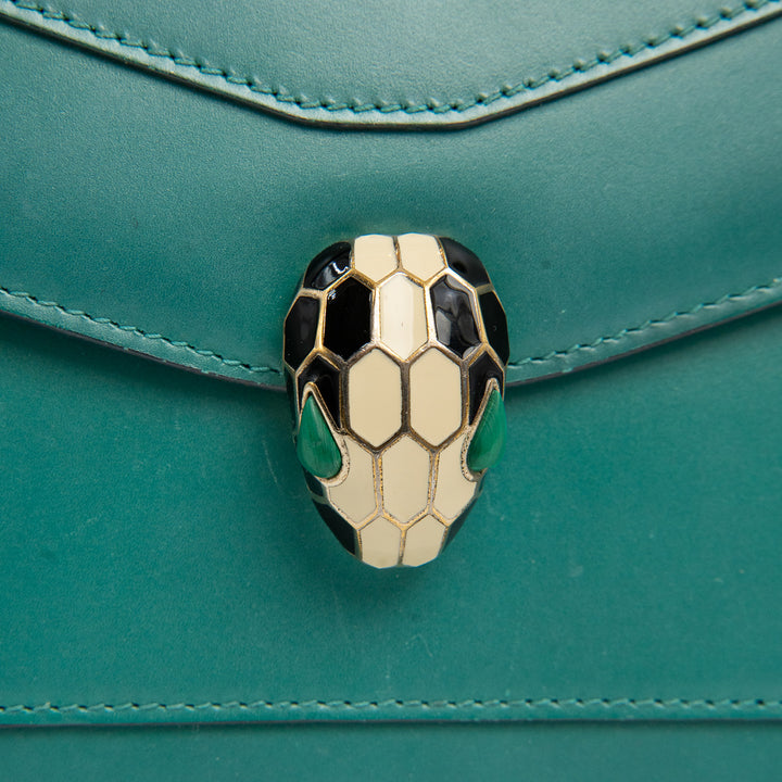 Bulgari Serpenti Forever Top Handle Bag in Green Calfskin Leather