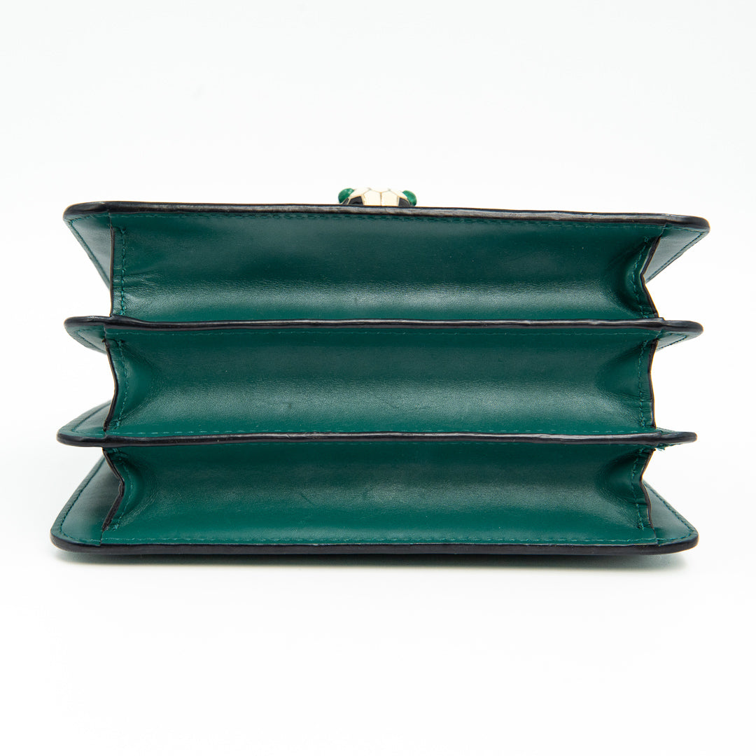 Bulgari Serpenti Forever Top Handle Bag in Green Calfskin Leather