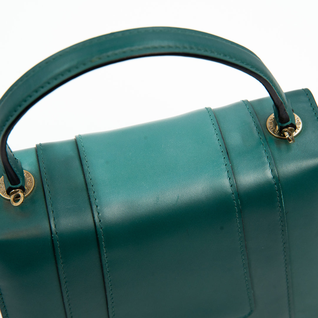 Bulgari Serpenti Forever Top Handle Bag in Green Calfskin Leather