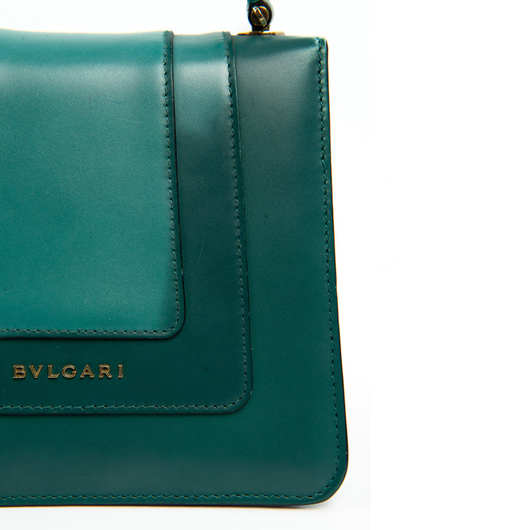 Bulgari Serpenti Forever Top Handle Bag in Green Calfskin Leather