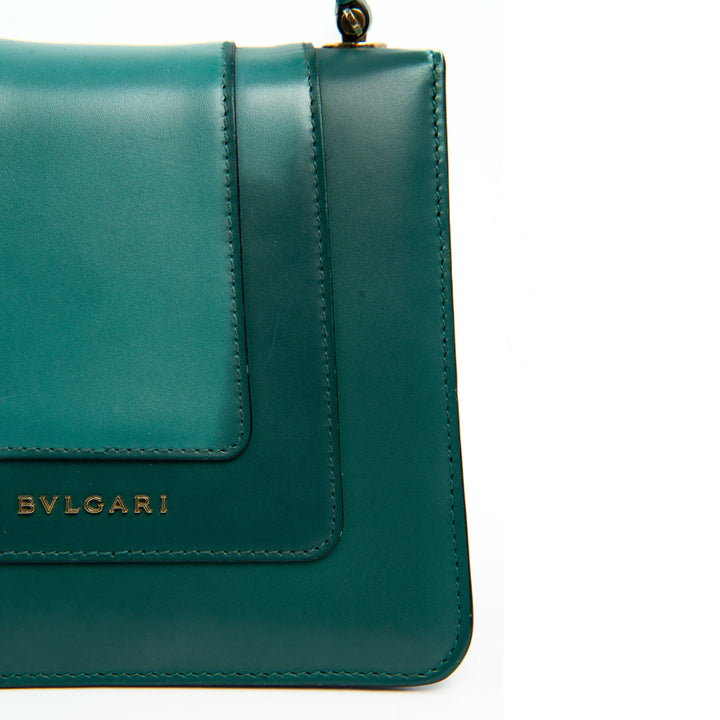 Bulgari Serpenti Forever Top Handle Bag in Green Calfskin Leather