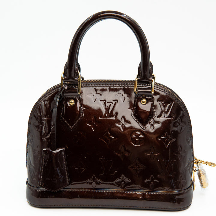 Louis Vuitton Amarante Monogram Vernis Alma BB Bag in Patent Leather with Gold Hardware
