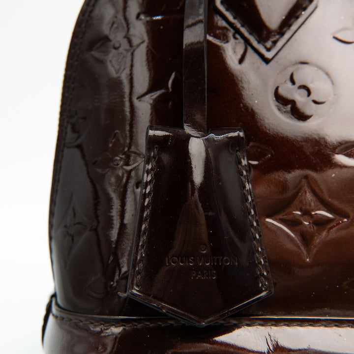Louis Vuitton Amarante Monogram Vernis Alma BB Bag in Patent Leather with Gold Hardware