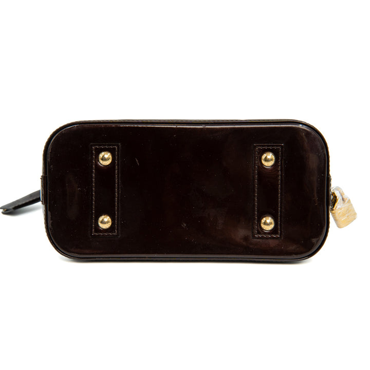 Louis Vuitton Amarante Monogram Vernis Alma BB Bag in Patent Leather with Gold Hardware