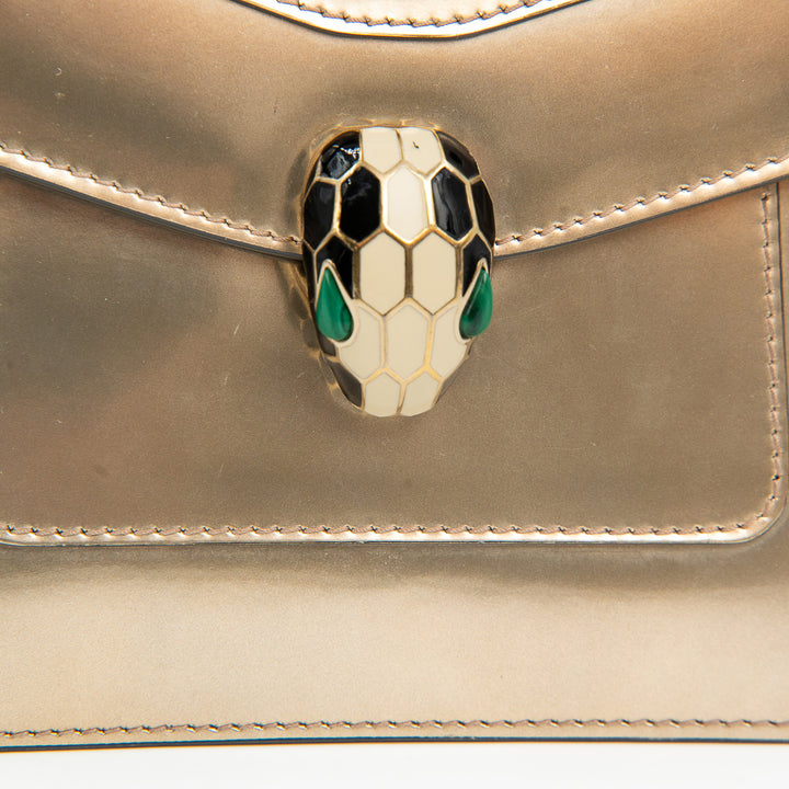 Bulgari Serpenti Forever Top Handle Bag in Metallic Gold Calfskin Leather