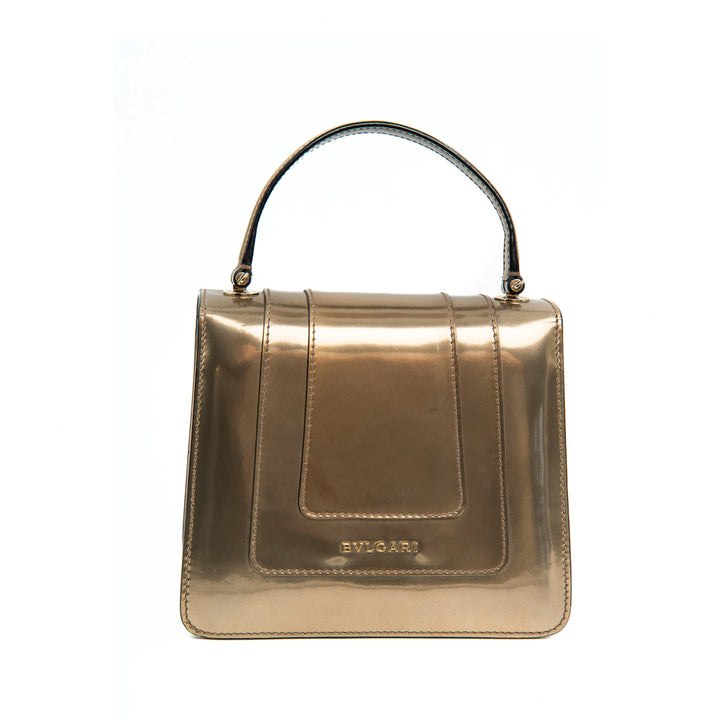 Bulgari Serpenti Forever Top Handle Bag in Metallic Gold Calfskin Leather