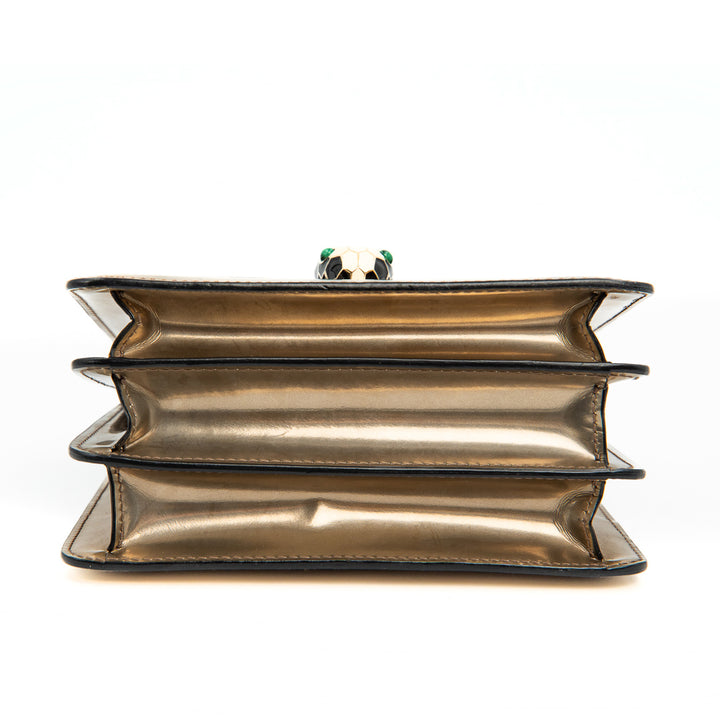 Bulgari Serpenti Forever Top Handle Bag in Metallic Gold Calfskin Leather