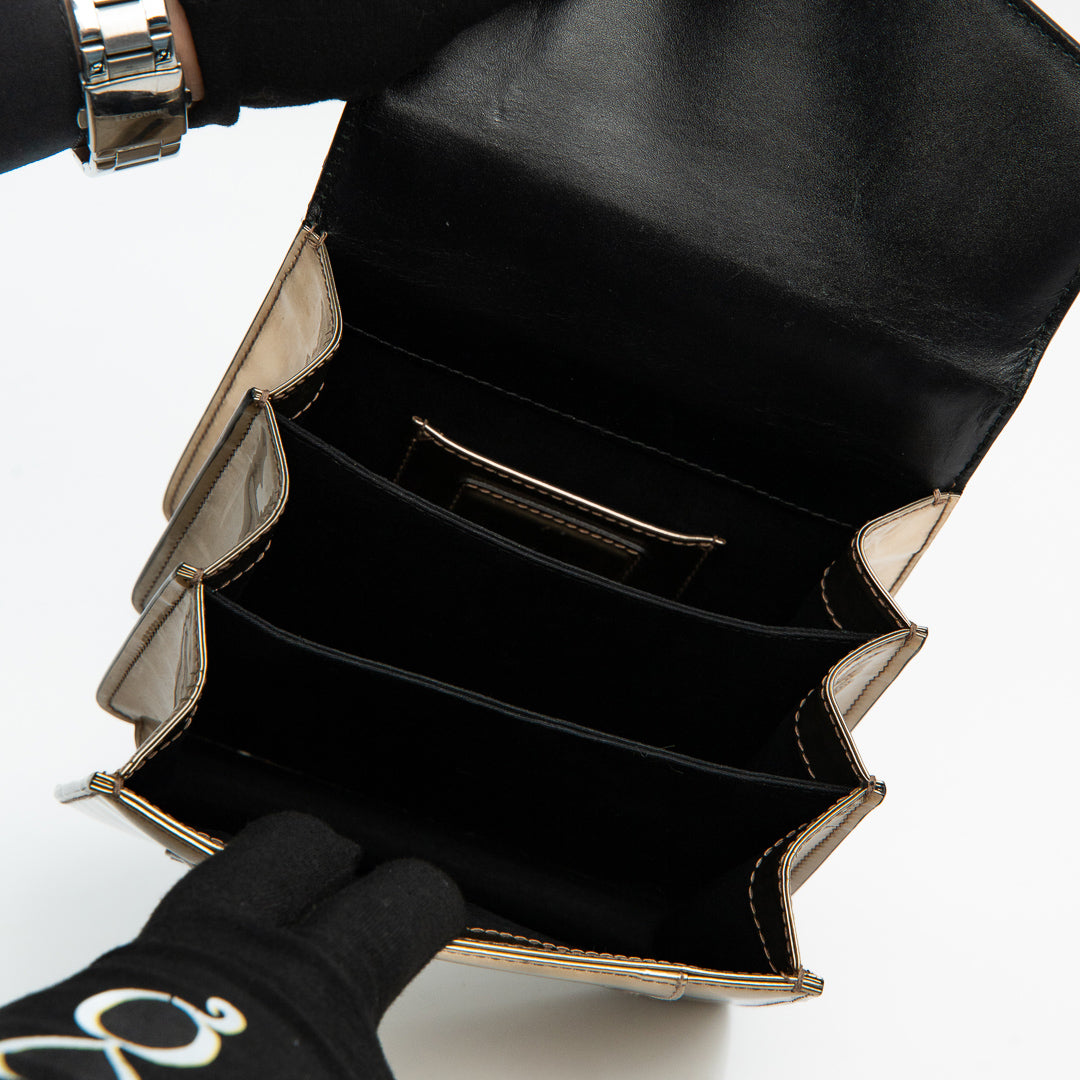 Bulgari Serpenti Forever Top Handle Bag in Metallic Gold Calfskin Leather
