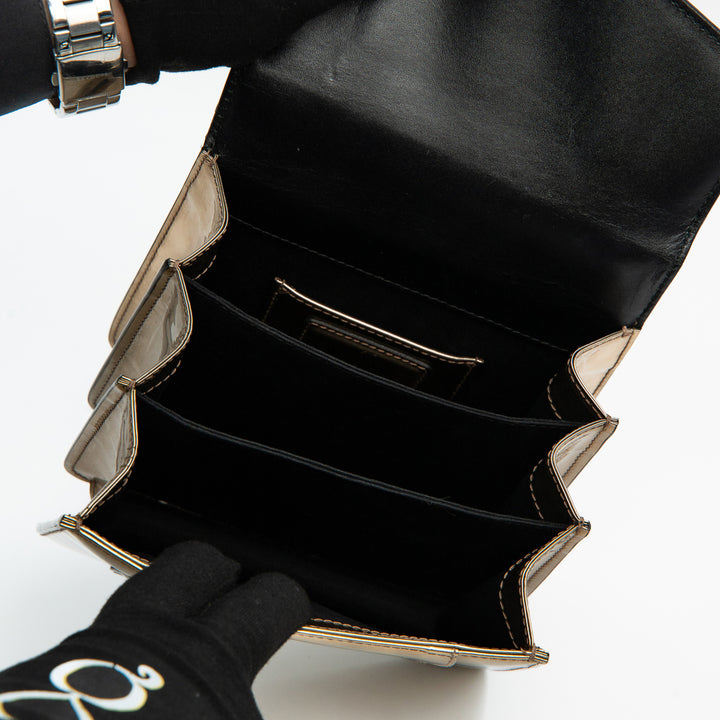 Bulgari Serpenti Forever Top Handle Bag in Metallic Gold Calfskin Leather