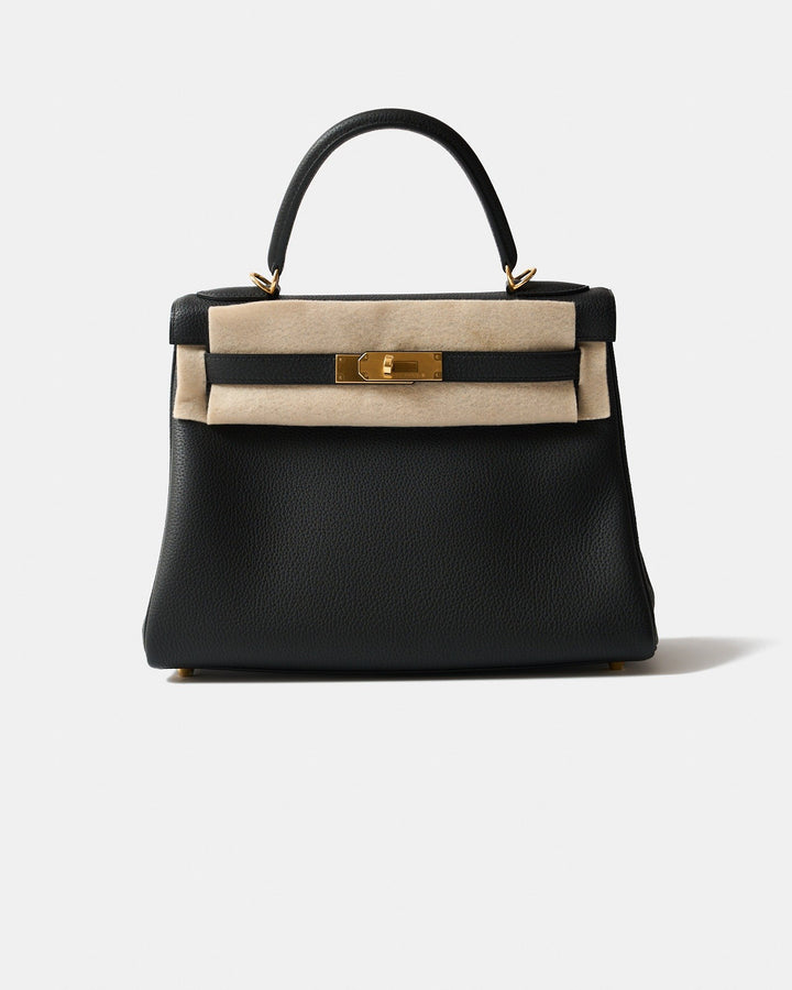 Hermès Kelly II Retourne 28 Noir Togo Leather Bag with Gold Hardware