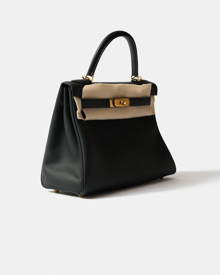 Hermès Kelly II Retourne 28 Noir Togo Leather Bag with Gold Hardware