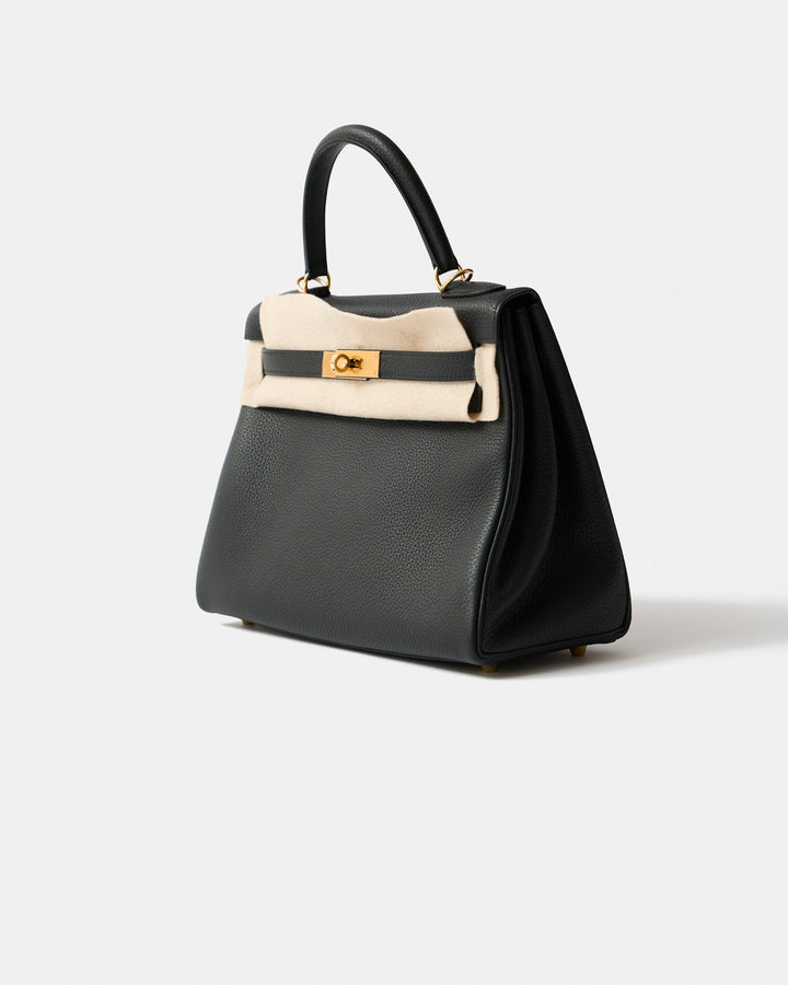 Hermès Kelly II Retourne 28 Noir Togo Leather Bag with Gold Hardware