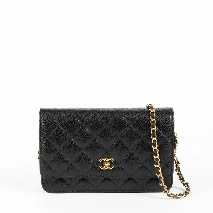 Chanel Classic Wallet On Chain (WOC) Black Caviar Leather with Gold-Tone Hardware