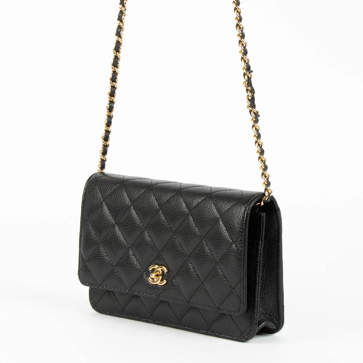 Chanel Classic Wallet On Chain (WOC) Black Caviar Leather with Gold-Tone Hardware