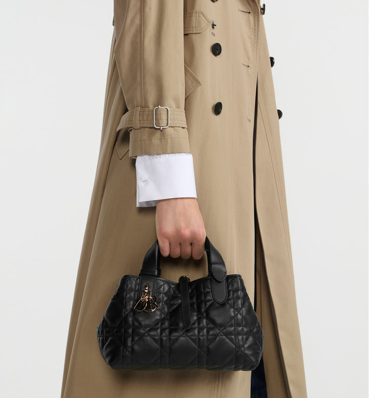 Dior Small Toujours Bag in Black Macrocannage Calfskin with Pale Gold-Finish Hardware