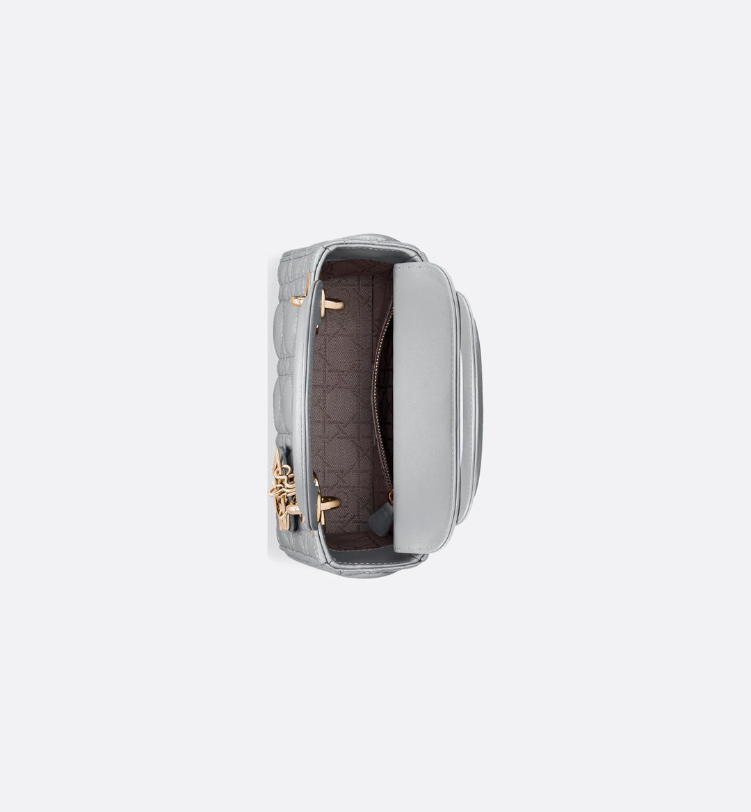 Dior My Dior Mini Top Handle Bag Opaline Gray Pearlescent Cannage Lambskin with Gold-Finish Metal