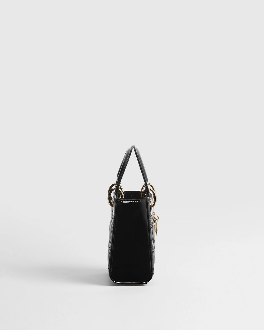 Dior Mini Lady Dior Bag in Black Cannage Patent Leather