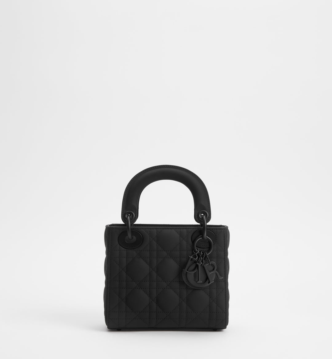 Dior Mini Lady Dior Black Ultramatte Cannage Calfskin Top Handle Bag
