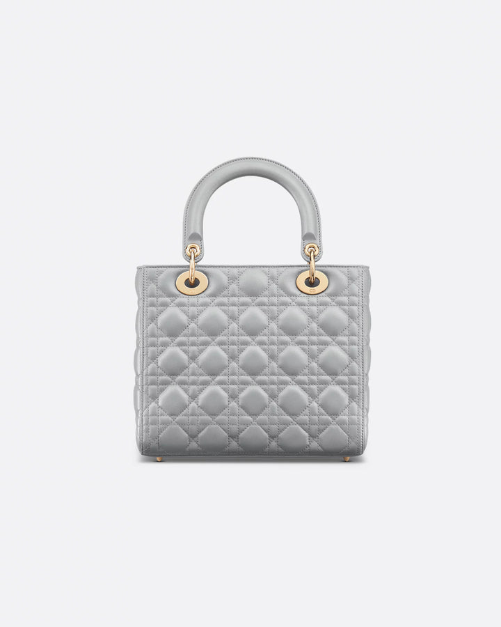 Dior Medium Lady Dior Bag in Opaline Gray Pearlescent Cannage Lambskin