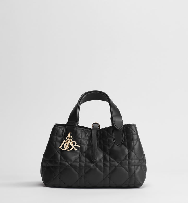 Dior Small Toujours Bag in Black Macrocannage Calfskin with Pale Gold-Finish Hardware