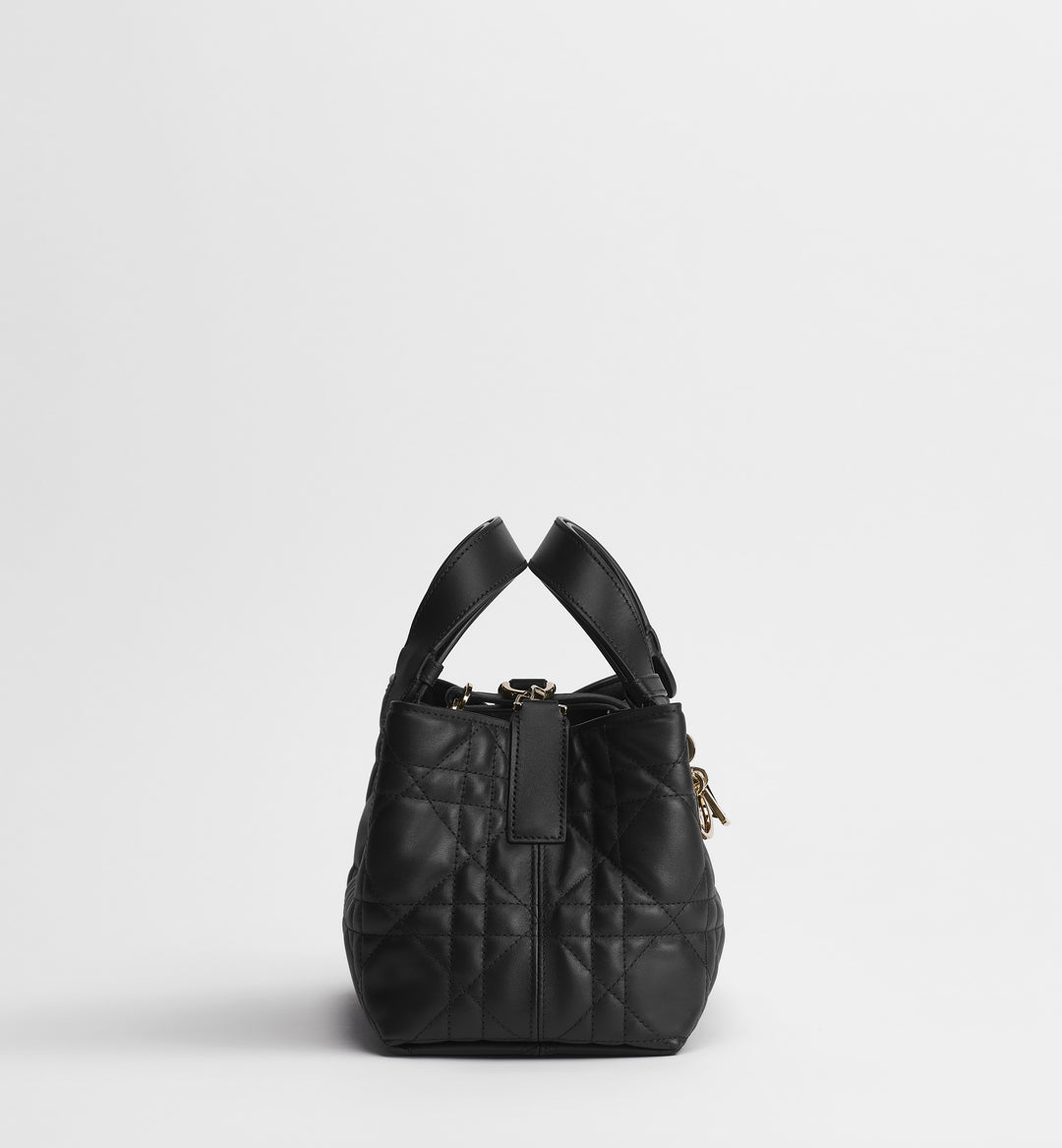 Dior Small Toujours Bag in Black Macrocannage Calfskin with Pale Gold-Finish Hardware