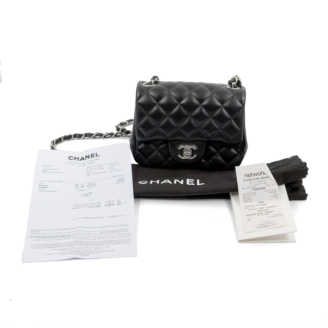 Chanel Lambskin Quilted Mini Square Flap Black Bag