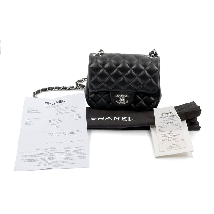 Chanel Lambskin Quilted Mini Square Flap Black Bag
