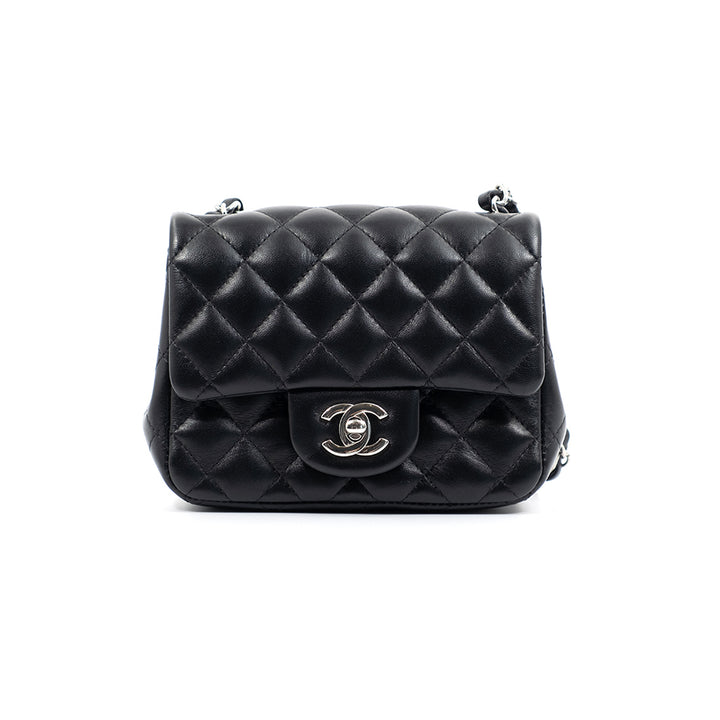 Chanel Lambskin Quilted Mini Square Flap Black Bag