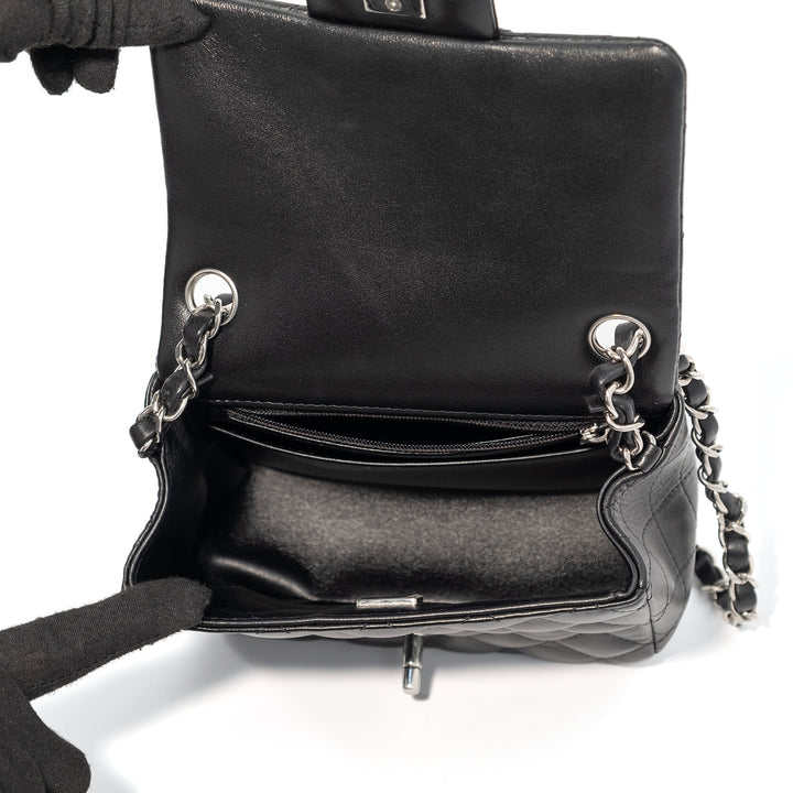 Chanel Lambskin Quilted Mini Square Flap Black Bag