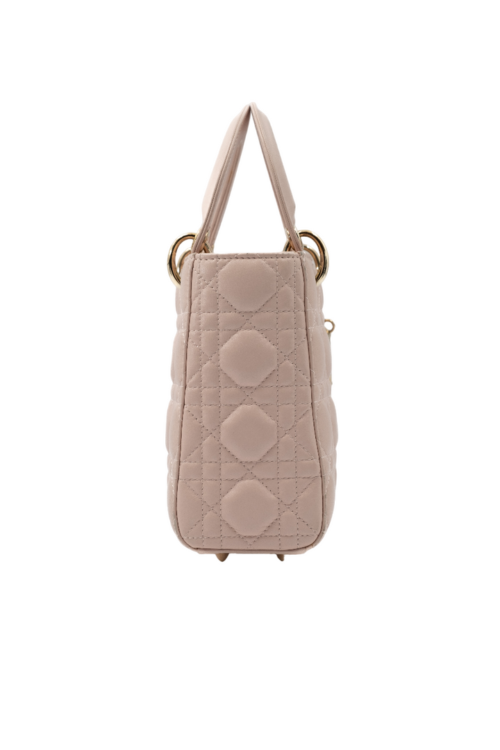 Dior Lambskin Cannage Small Lady Dior Rose Poudre