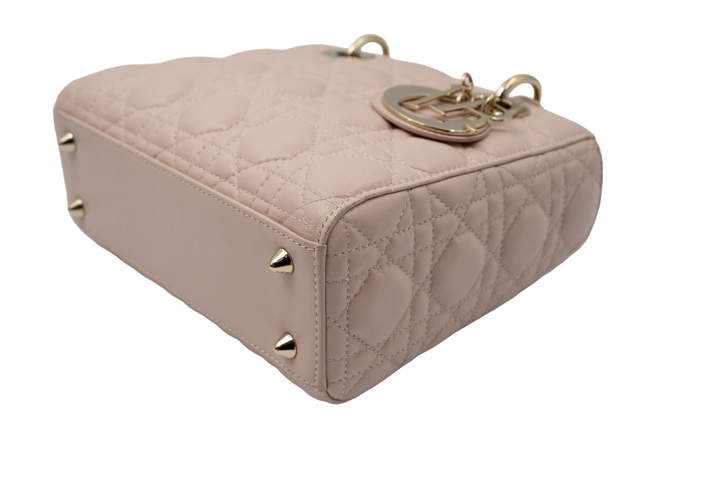 Dior Lambskin Cannage Small Lady Dior Rose Poudre