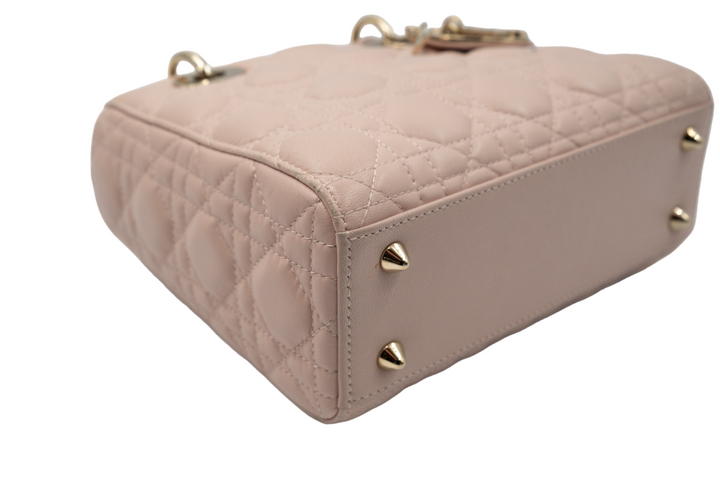 Dior Lambskin Cannage Small Lady Dior Rose Poudre