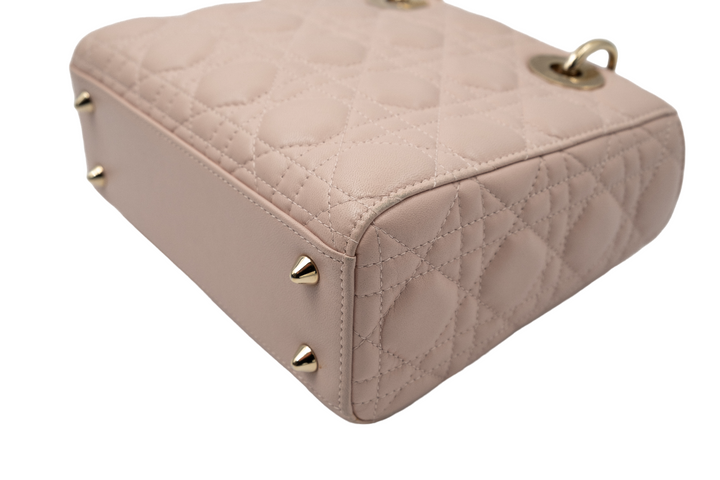 Dior Lambskin Cannage Small Lady Dior Rose Poudre