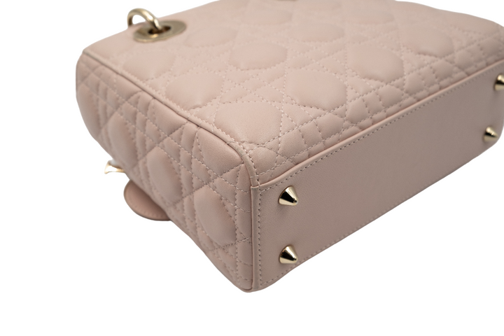 Dior Lambskin Cannage Small Lady Dior Rose Poudre